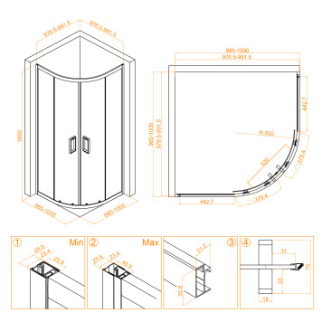 Душевой уголок RGW CL-54B 1000x1000-4