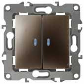 Выключатель двухклавишный с подсветкой без рамки Эра Эра 12 12-1105-13