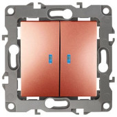 Выключатель двухклавишный с подсветкой без рамки Эра Эра 12 12-1105-14