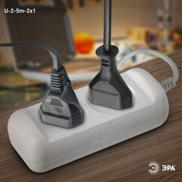 Удлинитель Эра U-2-5m-2x1-2