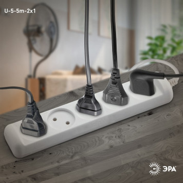 Удлинитель Эра U-5-5m-2x1-2