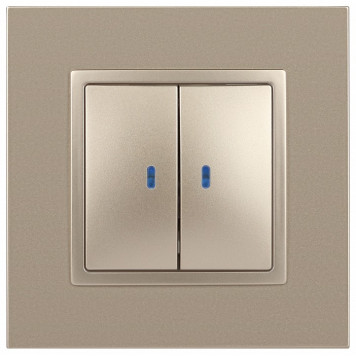 Выключатель двухклавишный с подсветкой без рамки Эра Эра Elegance 14-1105-04-1