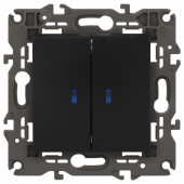 Выключатель двухклавишный с подсветкой без рамки Эра Эра Elegance 14-1105-05