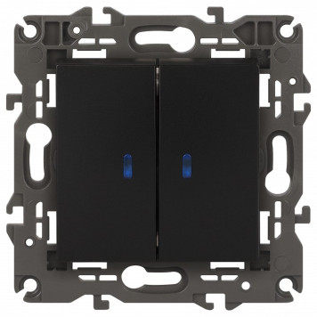 Выключатель двухклавишный с подсветкой без рамки Эра Эра Elegance 14-1105-05