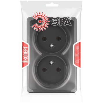 Розетка двойная без заземления Эра Эра Эксперт 11-2202-05-3