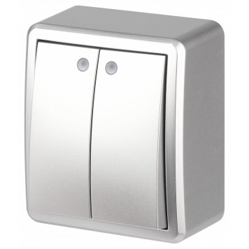 Выключатель двухклавишный с подсветкой Эра Эра Эксперт 11-1205-03-1