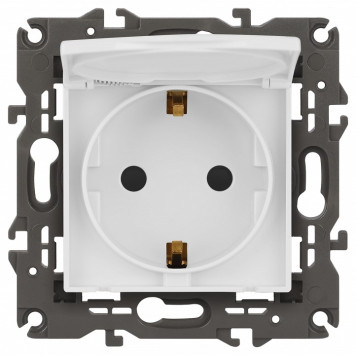Розетка с заземлением и со шторкой, без рамки с крышкой Эра Эра Elegance 14-2103-01М-2