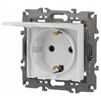Розетка с заземлением и со шторкой, без рамки с крышкой Эра Эра Elegance 14-2103-01М-3