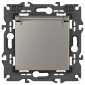 Розетка с заземлением и со шторкой, без рамки с крышкой Эра Эра Elegance 14-2103-16