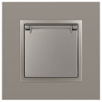 Розетка с заземлением и со шторкой, без рамки с крышкой Эра Эра Elegance 14-2103-16-1