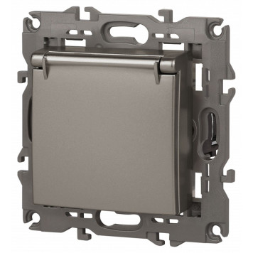 Розетка с заземлением и со шторкой, без рамки с крышкой Эра Эра Elegance 14-2103-16-3