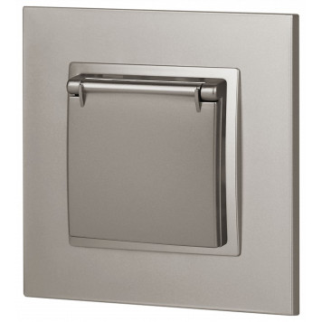 Розетка с заземлением и со шторкой, без рамки с крышкой Эра Эра Elegance 14-2103-16-4