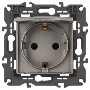 Розетка с заземлением и со шторкой, без рамки с крышкой Эра Эра Elegance 14-2103-16-5