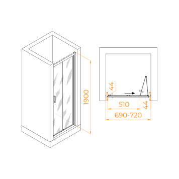 Душевая дверь складная «Книжка» в нишу RGW PA-21B 700-5