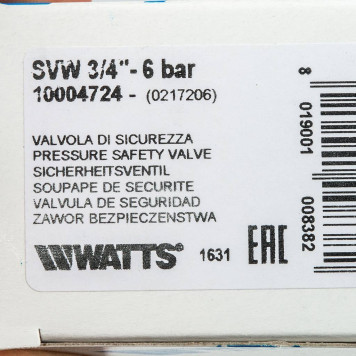 Предохранительный клапан Watts SVW 6*3/4 для водоснабжения 6 бар-5