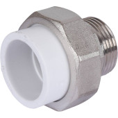 Муфта разъемная с наружной резьбой Политэк 32х1 для полипропиленовых труб под сварку (цвет белый) (9800003201)