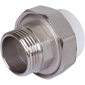 Разъемная муфта Политэк 32х1& для сварки полипропиленовых труб с наружной резьбой (белая)-1