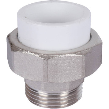 Разъемная муфта Политэк 32х1& для сварки полипропиленовых труб с наружной резьбой (белая)-2