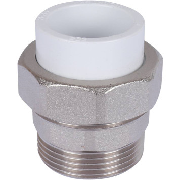 Муфта разъемная Политэк 32х1 1/4 для полипропиленовых труб под сварку с наружной резьбой (белая)-2