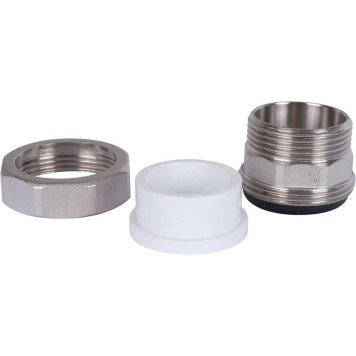 Муфта разъемная Политэк 32х1 1/4 для полипропиленовых труб под сварку с наружной резьбой (белая)-6