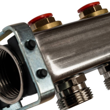 Коллектор STOUT из нержавеющей стали без расходомеров, с клапаном выпуска воздуха и сливом, 11 выходов.-1