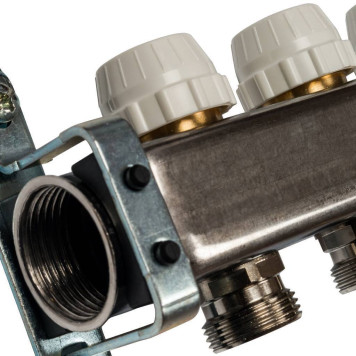 Коллектор STOUT из нержавеющей стали без расходомеров, с клапаном выпуска воздуха и сливом, 11 выходов.-2