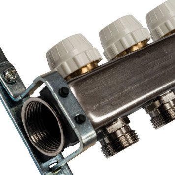 Коллектор STOUT из нержавеющей стали с клапаном выпуска воздуха и сливом, 12 выходов.-2