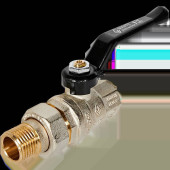 Кран шаровой BUGATTI Oregon 1/2” с полусгоном (ручка-рычаг алюминий) внут-наруж резьба (03200026)