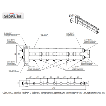 Балансировочный коллектор GIDRUSS BM-80-5D.EPP (до 80 кВт, подкл. котла G 1, 4 контура G 1, боковой контур G 1, 4D-кронштейны K.UMS, EPP-термоизоляция) (BM 8005T 23)-1