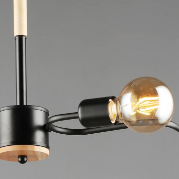 Люстра на штанге 10070 10070-0.3-04 BK+WOOD-2