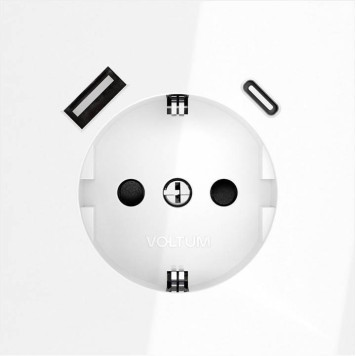 Розетка с заземлением и со шторкой и 2хUSB type A и C, без рамки Voltum S70 VLS040501-2