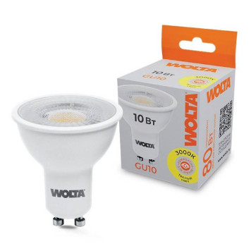 Лампа светодиодная Wolta GU10 10Вт 3000K WSTD-PAR16-220V10W3KGU10-L-1