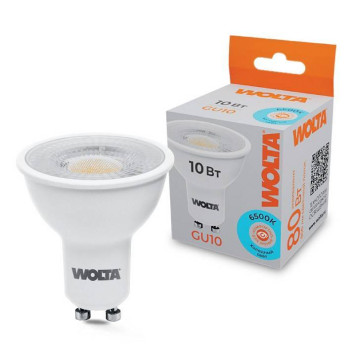 Лампа светодиодная Wolta GU10 10Вт 6500K WSTD-PAR16-220V10W6KGU10-L-1