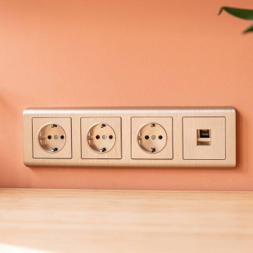 Накладка для розетки телефонной RJ-11 Werkel шампань рифленый W1192010-2