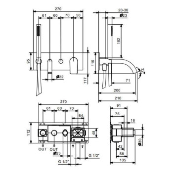 Fantini Myo Смеситель для ванны, встраиваемый, цвет: хром-1