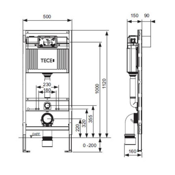 TECE Рама для установки унитаза, высота h1120мм, без крепления к стене-1