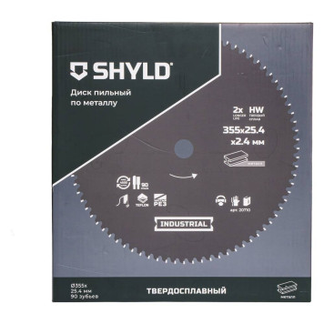 Диск пильный по металлу SHYLD твердосплавный 355х25,4 мм, 90 зубьев(20710)