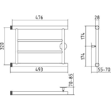 Стилье Минор 0600 Полотенцесушитель водяной для ГВС 49,3x34,8h см, цвет: без покрытия 00600-3250-1