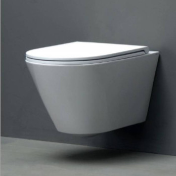 AZZURRA FORMA Унитаз подвесной безободковый 54х37х34см с сиденьем soft close антигрязевое покрытие, цвет: белый