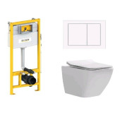 Комплект, ELSEN, E05, унитаз подвесной, шгв 360-530-365   инсталляция   клавиша смыва, цвет унитаза-белый, цвет клавиши-белый