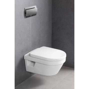 VilleroyBoch Architectura Унитаз 37х53х33см., подвесной, безободковый, в комплекте сиденье c микролифтом, цвет: альпийский белый. 5684HR01-11