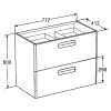 Roca The Gap Original Тумба подвесная 80x41x60см. с 2 ящиками, цвет: белый матовый. Z.RU93.0.273.2