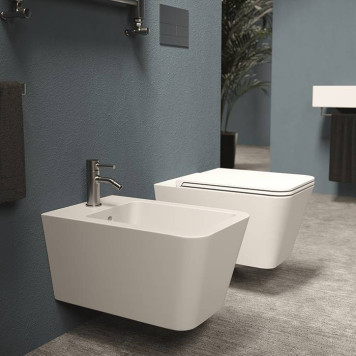 Alice Hide Square Унитаз 55х35см., подвесной, безободковый, с сиденьем и крышкой с микролифтом, с набором для крепления, цвет: белый глянцевый. 31210101SET-7