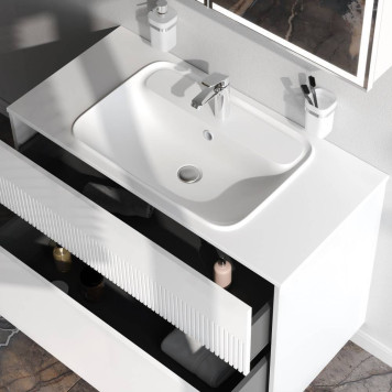 M8FFUX1002WM База под раковину, 2 ящика, 100 см, белый матовый-2