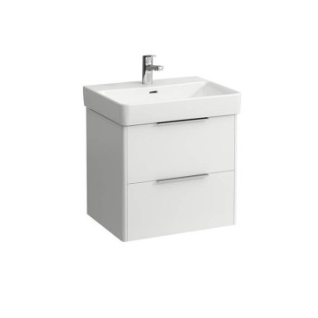 Laufen Base Тумба подвесная 57х44х53см, с раковиной, с 2 выдвиж. ящиками, с механизмом мягкого закрывания, цвет: белый глянцевый. 8.1096.3.000.104.1, 4.0223.2.110.261.1