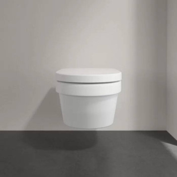 VilleroyBoch Architectura Унитаз 37х53х33см., подвесной, безободковый, в комплекте сиденье c микролифтом, цвет: альпийский белый. 5684HR01-5