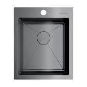 Omoikiri Akisame 41-GM Кухонная мойка нерж. сталь 41x51 см, цвет: вороненая сталь 4973094
