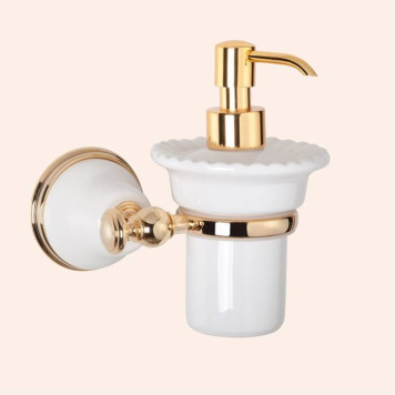 TW Harmony 108, подвесной дозатор для ж/мыла, керамический (белый), цвет: белый/золото-1