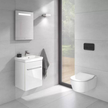 VilleroyBoch Avento Унитаз 37х53х31см.,подвесной, безободковый, в комплекте сиденье SlimSeat с микролифтом, цвет: альпийский белый. 5656RS01-11
