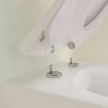 VilleroyBoch Avento Унитаз 37х53х31см.,подвесной, безободковый, в комплекте сиденье SlimSeat с микролифтом, цвет: альпийский белый. 5656RS01-2